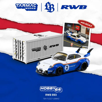 Tarmac Works RWB 993 Liberty Walk White/Blue – 1:64 Scale Diecast Model