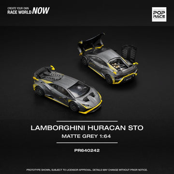 Pop Race Lamborghini Huracán STO Matte Grey – 1:64 Scale Premium Die-Cast Model
