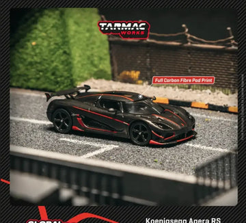 Tarmac Works Koenigsegg Agera RS Black Carbon Fiber Red Accents – 1:64 Scale Diecast Model