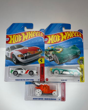 Hot Wheels 2026 K Case Set of 3 – Ferrari 365 GTB4 Competizione + 2 Fantasy Cars