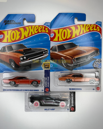 Hot Wheels 2026 M Case Set – 1970 Custom Plymouth Road Runner, '66 Buick Riviera + 1 Fantasy Casting | 1:64 Scale Die-Cast Models