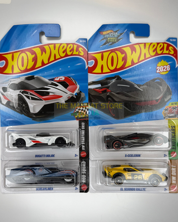 Hot Wheels 2026 M Case Set – Bugatti Bolide, X-Cceleron + 2 Fantasy Castings