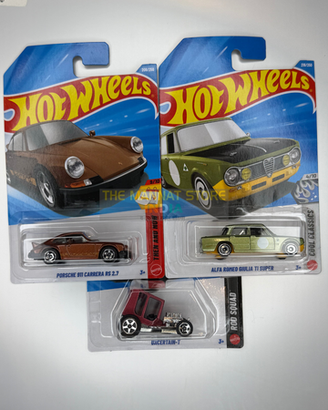 Hot Wheels 2026 M Case Set – Porsche 911 Carrera RS 2.7, Alfa Romeo Giulia TI Super + 1 Fantasy Casting