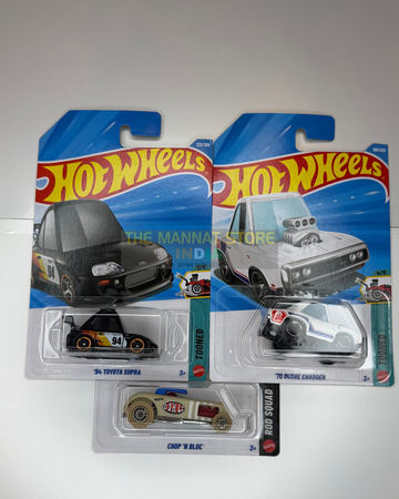 Hot Wheels 2026 K Case Set of 3 – '94 Toyota Supra, '70 Dodge Charger + 1 Fantasy Car
