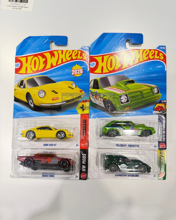 Hot Wheels 2026 P Case Set – Dino 206 GT + 3 Fantasy Castings | 1:64 Scale Die-Cast Set