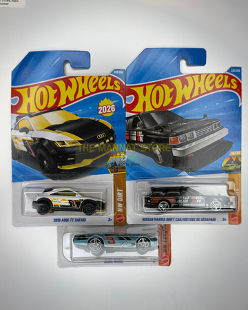 Hot Wheels 2026 M Case Set – 2019 Audi TT Safari, Nissan Maxima Drift Car + 1 Fantasy Casting