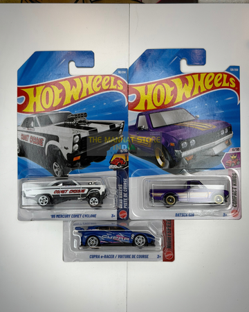 Hot Wheels 2026 P Case Set – '65 Mercury Comet Cyclone, Datsun S2U, Cupra e-Racer + 1 Fantasy Casting | 1:64 Scale Die-Cast Set