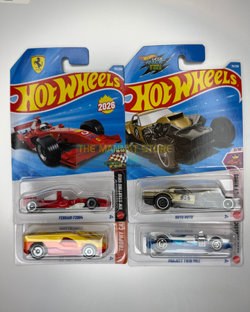 Hot Wheels 2026 M Case Set – Ferrari F2004 + 3 Fantasy Castings