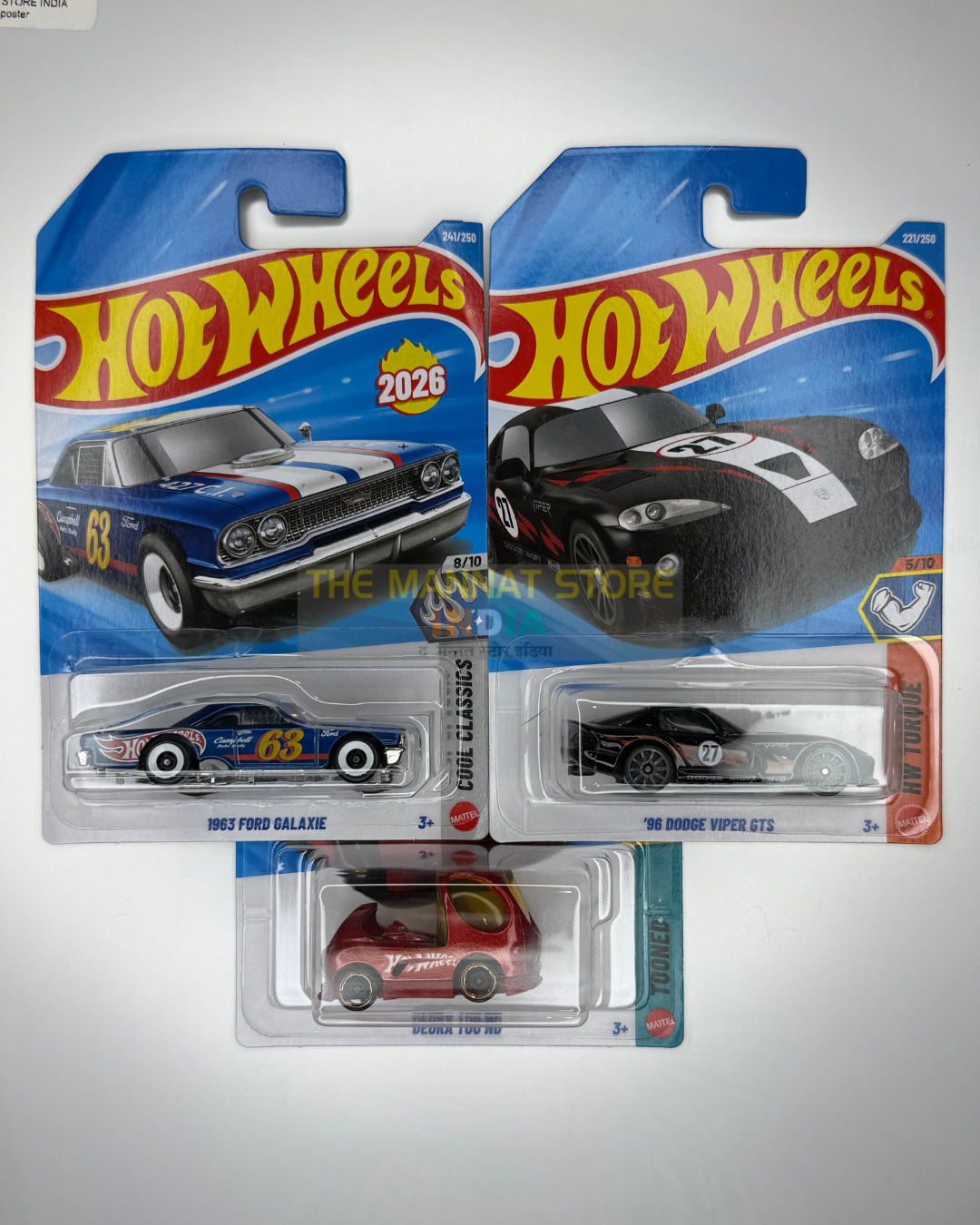 Hot Wheels 2026 M Case Set – 1963 Ford Galaxie, '96 Dodge Viper GTS + 1 Fantasy Casting