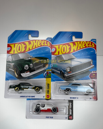 Hot Wheels 2026 K Case Set of 3 – Jaguar XJ-C V12 Coupé, '63 Chevy II + 1 Fantasy Car