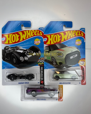 Hot Wheels 2026 N Case Set – Maserati Tipo 61, MINI JCW Electric + 1 Fantasy Casting | 1:64 Scale Die-Cast Models