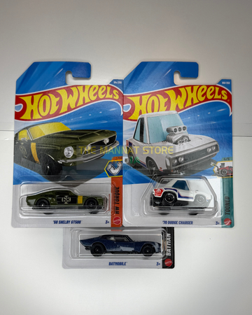 Hot Wheels 2026 K Case Set of 3 – '68 Shelby GT500, '70 Dodge Charger & Batmobile