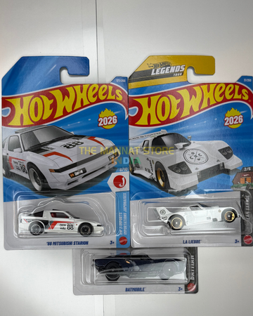 Hot Wheels 2026 J Case Set of 3 – '88 Mitsubishi Starion, La Liebre & Batmobile
