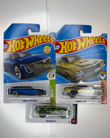 Hot Wheels 2026 J Case Set of 3 – Cadillac Celestiq, '70 Buick GSX & '69 Chevelle