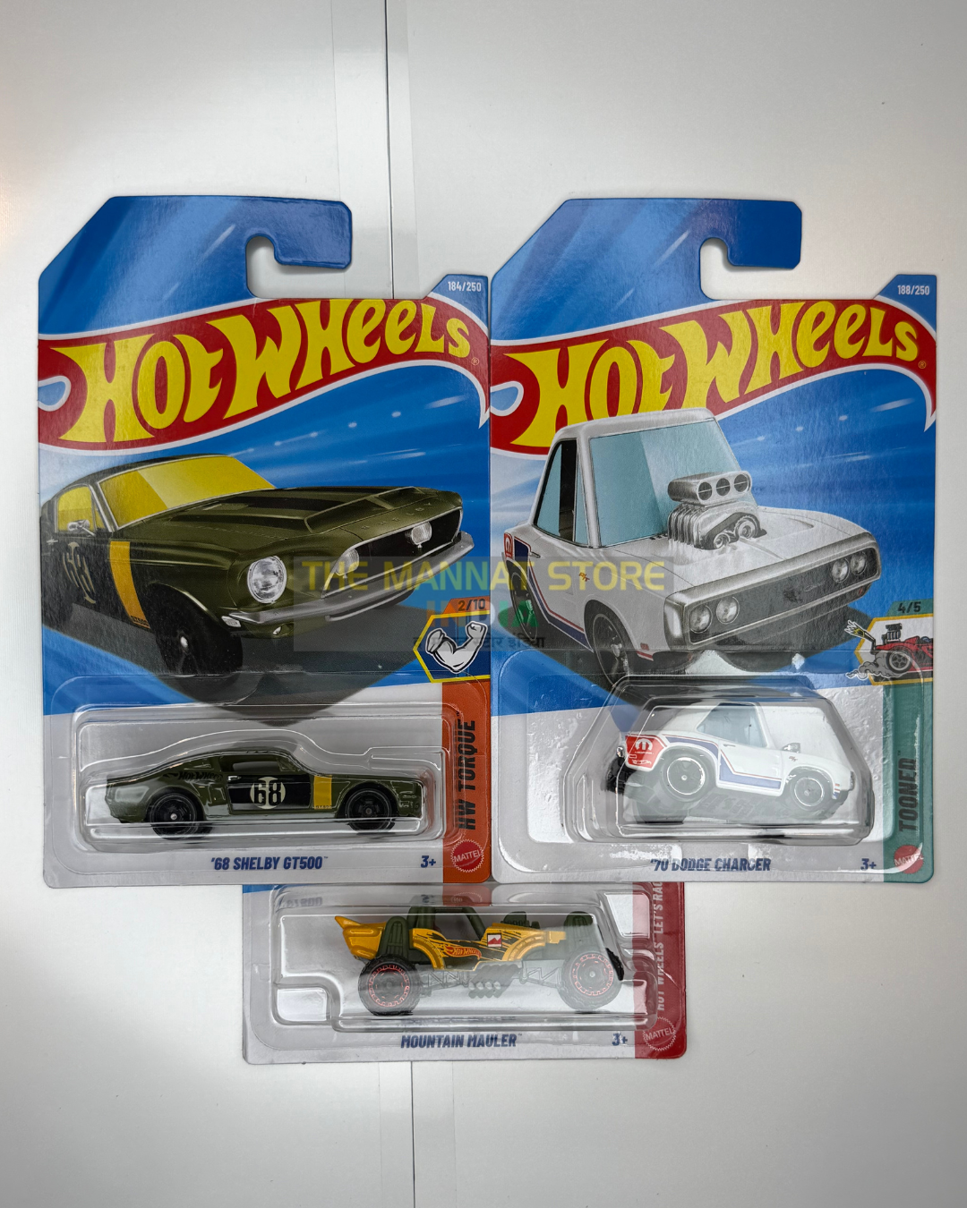 Hot Wheels 2026 J Case Set of 3 – '68 Shelby GT500, '70 Dodge Charger + 1 Fantasy Car