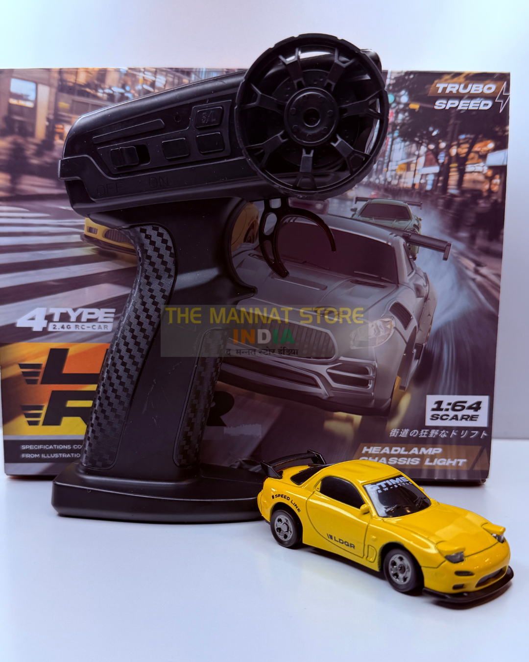 1:64 Scale RC Drift Car with LED Lights & Type-C Charging – 2.4GHz Remote Control Car