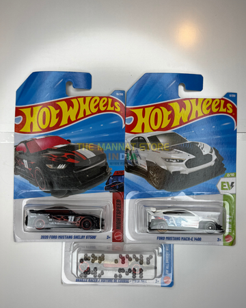 Hot Wheels Imported Ford Mustang & Braille Racer Set of 3 – 1:64 Scale Die-Cast Cars