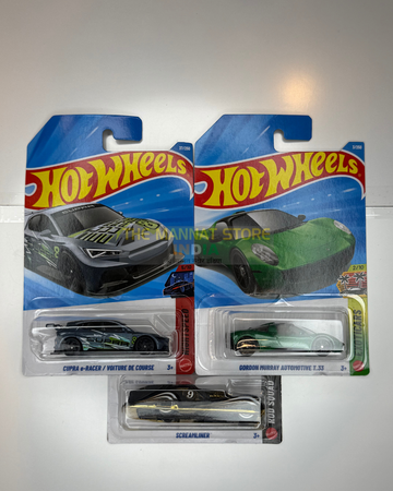 Hot Wheels Imported CUPRA e-Racer & Gordon Murray Automotive T.33 Set of 3 – 1:64 Scale Die-Cast Cars