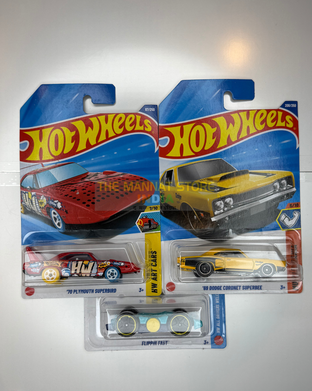 Hot Wheels Imported '70 Plymouth Superbird & '69 Dodge Coronet Super Bee Set of 3 – 1:64 Scale Die-Cast Cars