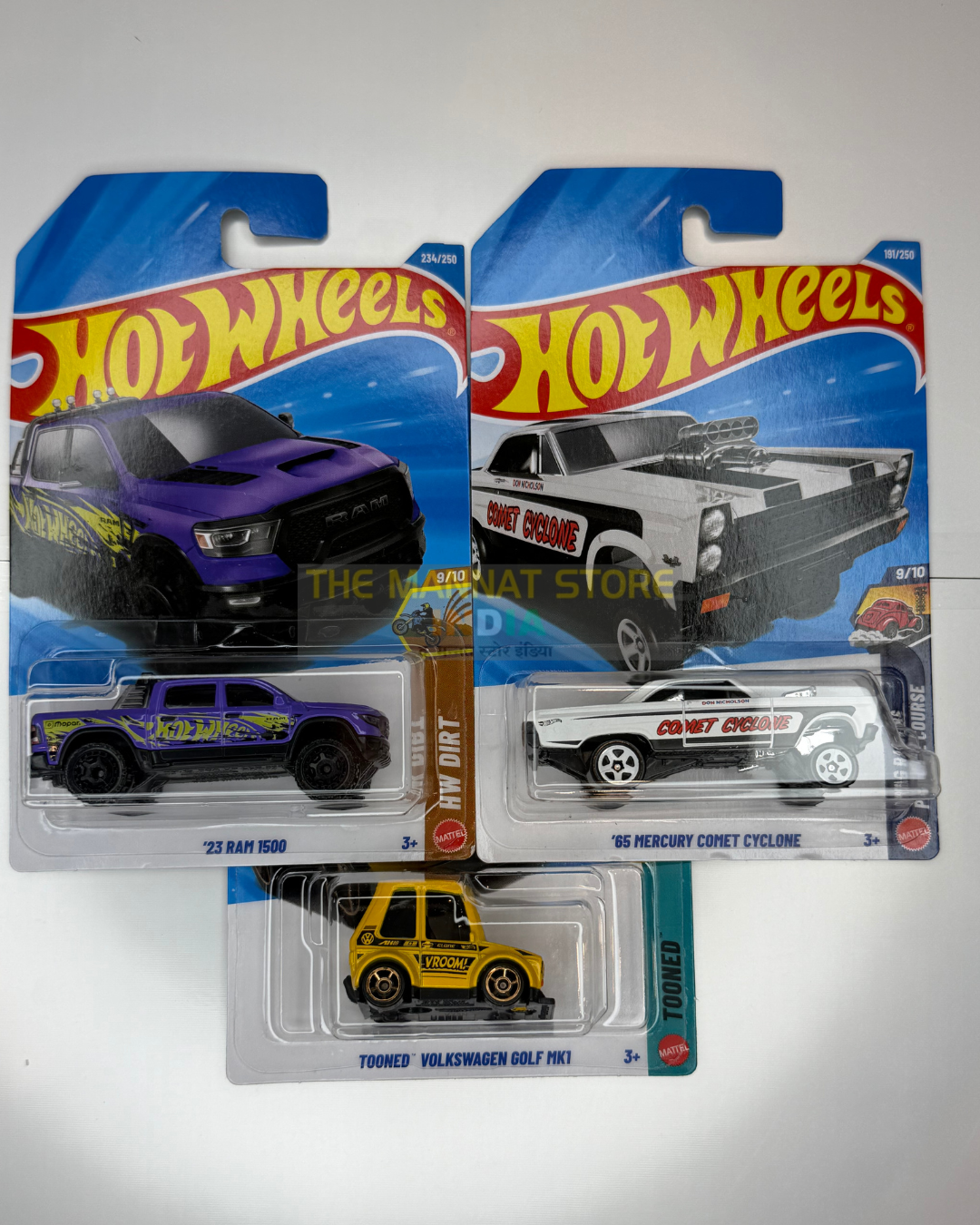 Hot Wheels 2026 N Case Set – '23 RAM 1500, '65 Mercury Comet Cyclone, Tooned Volkswagen Golf MKI + 1 Fantasy Casting | 1:64 Scale Die-Cast Models