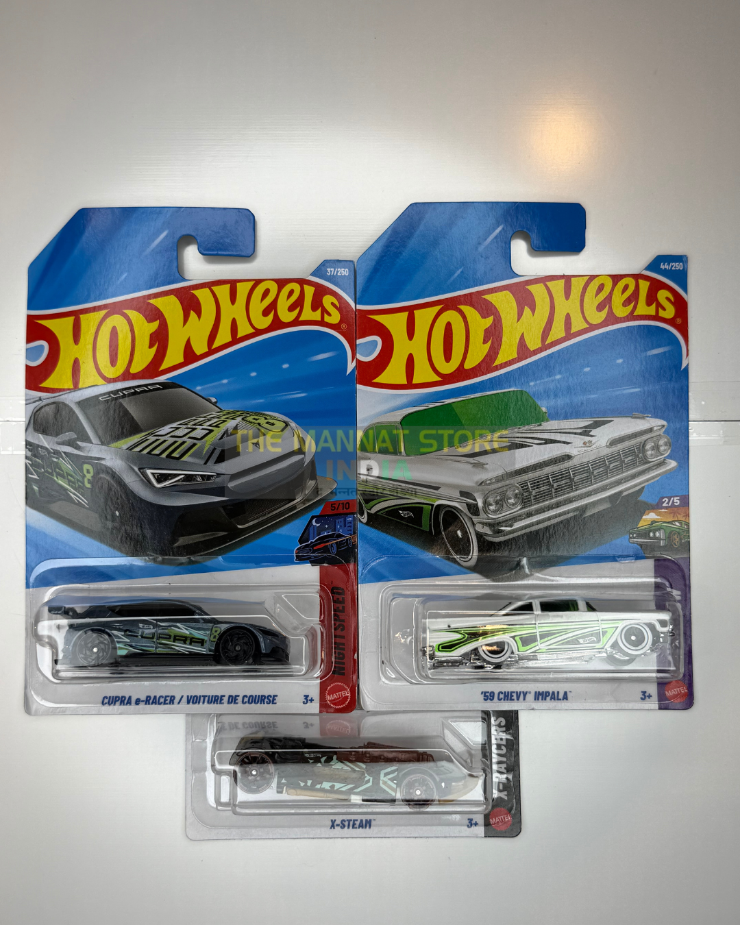 Hot Wheels Imported CUPRA e-Racer & '59 Chevy Impala Set of 3 – 1:64 Scale Die-Cast Cars