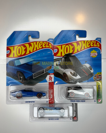 Hot Wheels Imported Custom Otto, Pagani Zonda Cinque & '33 Ford Lo-Boy Set of 3 – 1:64 Scale Die-Cast Cars