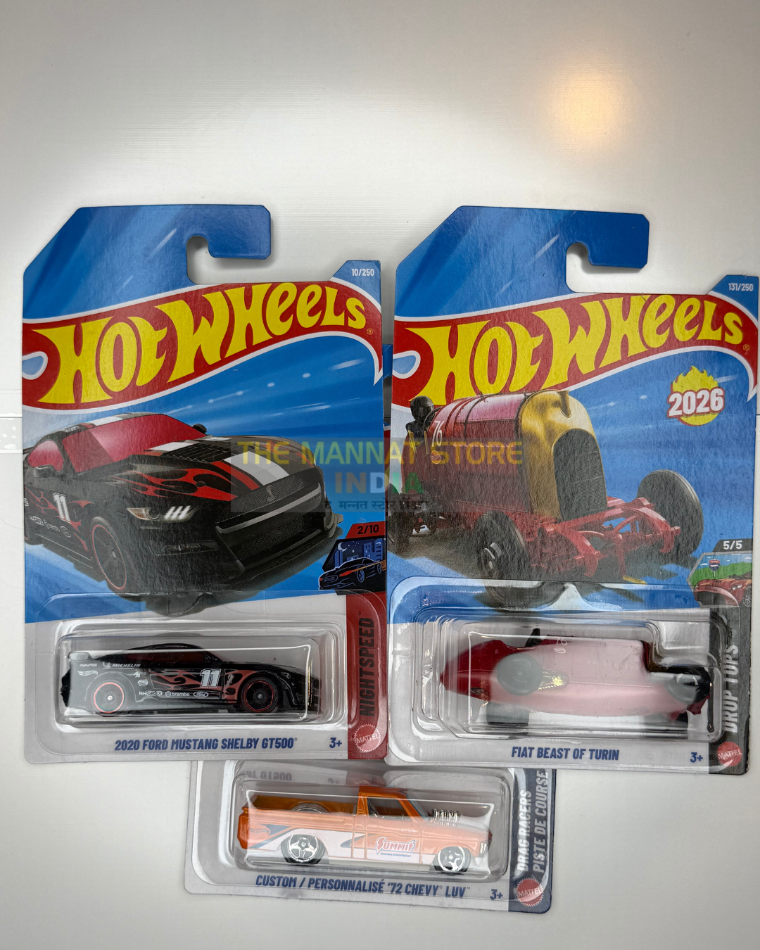 Hot Wheels Imported 2020 Ford Mustang Shelby GT500 Set of 3 – 1:64 Scale Die-Cast Cars