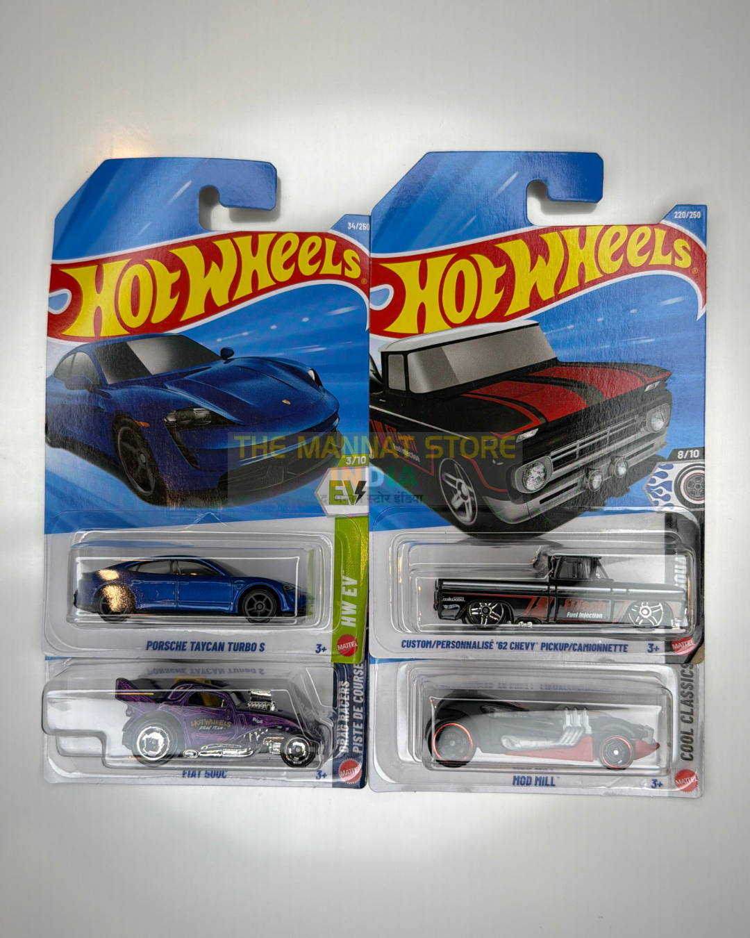 Hot Wheels 2026 Indian Case Set – Porsche Taycan Turbo S, Custom '62 Chevy Pickup + 2 Fantasy Castings | 1:64 Scale Die-Cast Models