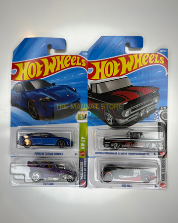 Hot Wheels 2026 Indian Case Set – Porsche Taycan Turbo S, Custom '62 Chevy Pickup + 2 Fantasy Castings | 1:64 Scale Die-Cast Models