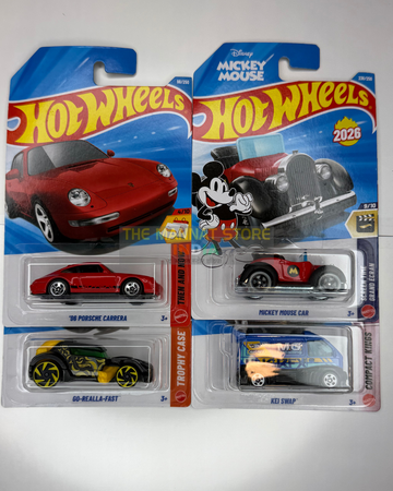 Hot Wheels 2026 N Case Set – '96 Porsche Carrera, Mickey Mouse Car + 2 Fantasy Castings | 1:64 Scale Die-Cast Models