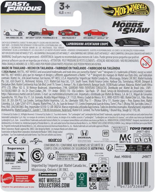 Hot Wheels Premium Fast & Furious Lamborghini Aventador Coupé – 1:64 Scale Die-Cast Model