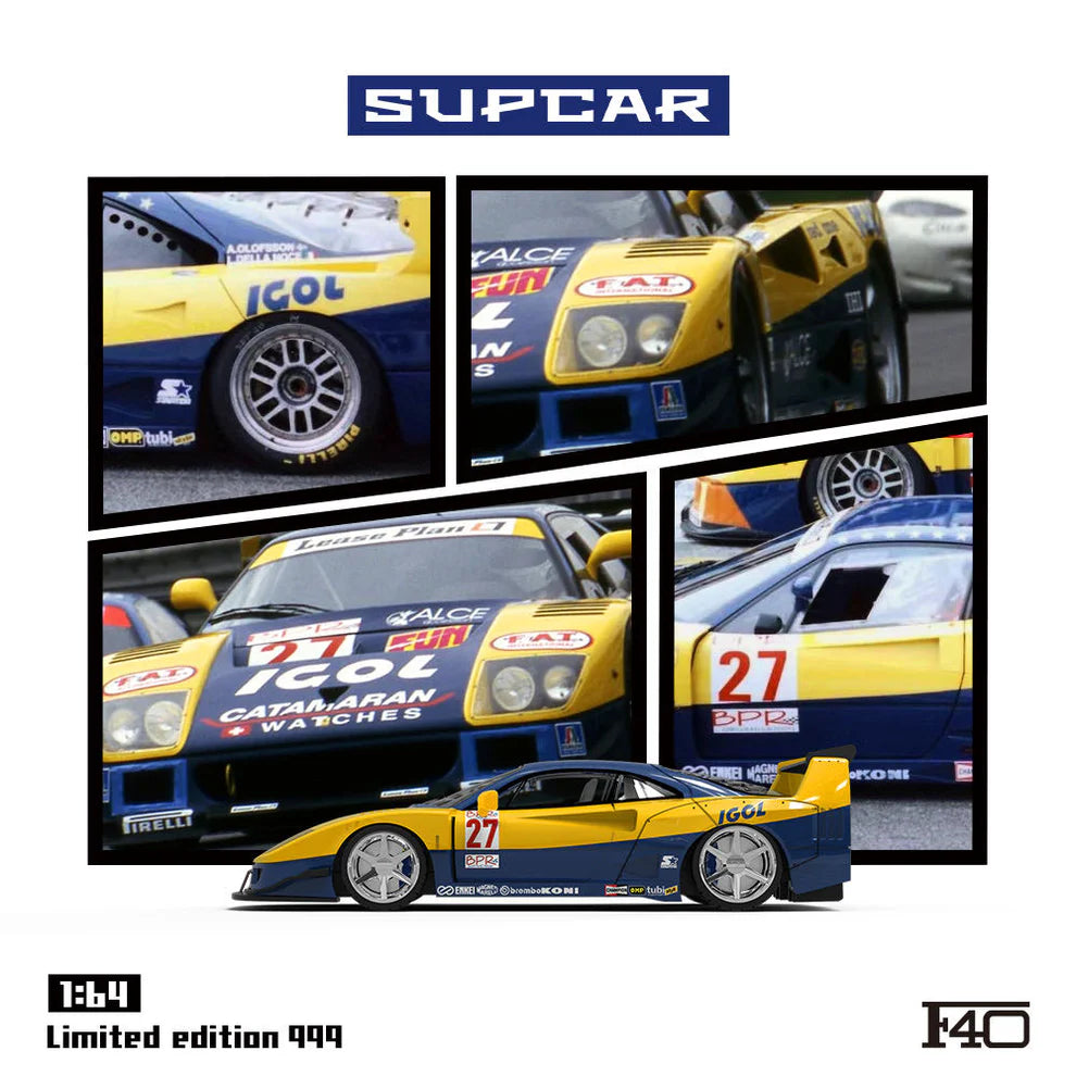 SC64024 Ferrari F40 Yellow Racing Livery – 1:64 Scale Die-Cast Model