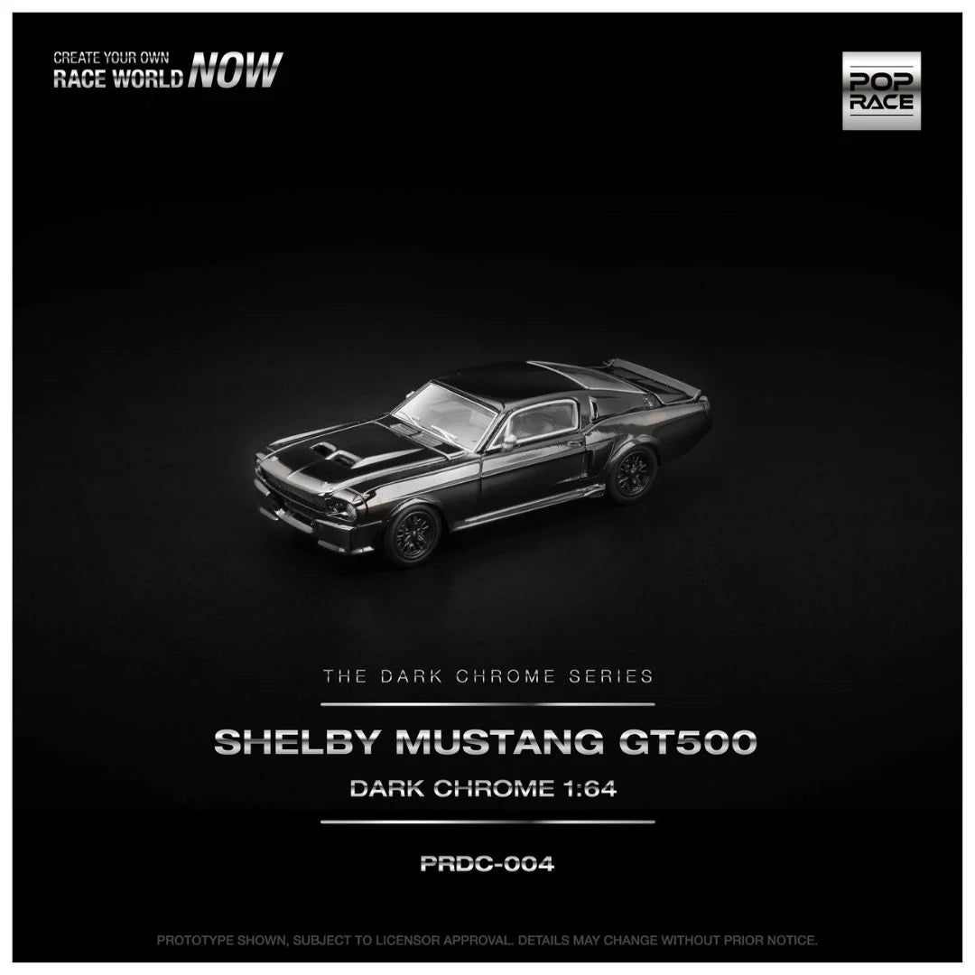Pop Race #004 Shelby Mustang GT500 Dark Chrome – Pre-Order | 1:64 Scale Premium Die-Cast Model
