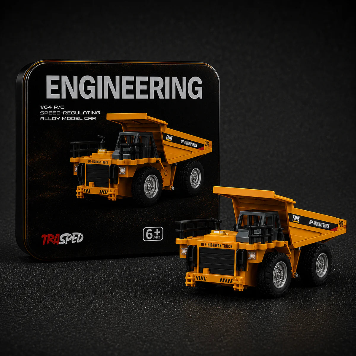Trasped RC Dump Truck – 1:64 Scale 2.4GHz Remote Control Alloy Model
