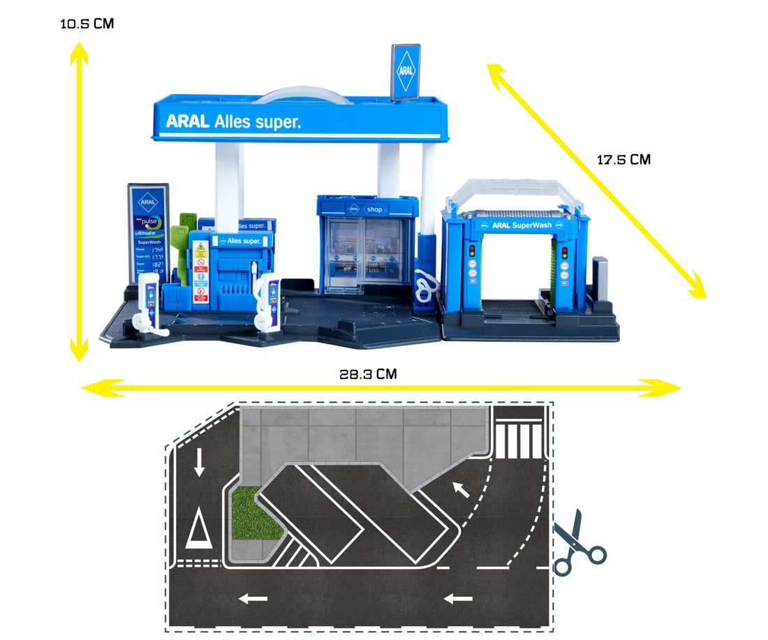 Majorette Petrol Station Aral + 1 Vehicle | Die-Cast Playset