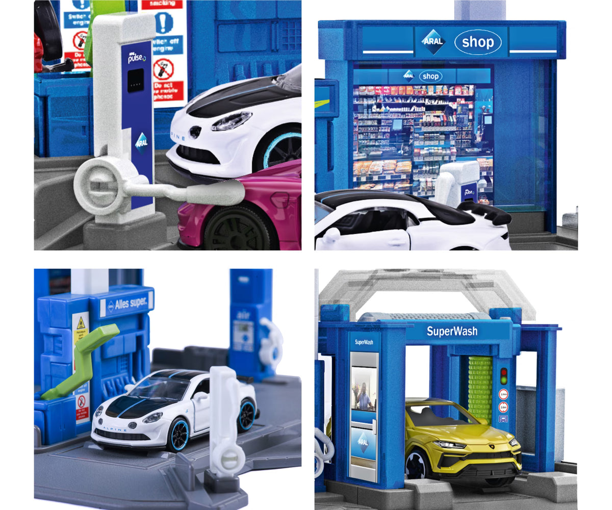 Majorette Petrol Station Aral + 1 Vehicle | Die-Cast Playset