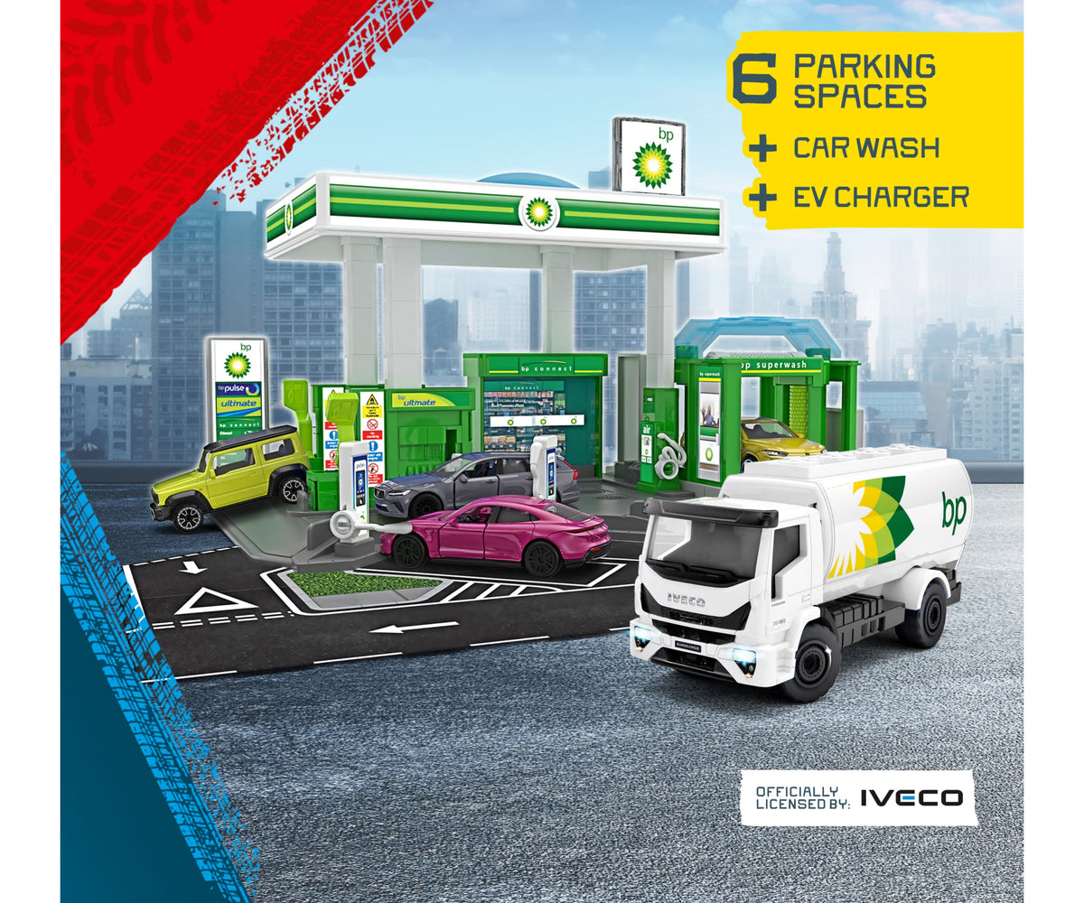 Majorette Petrol Station BP + 1 Vehicle | Die-Cast Playset