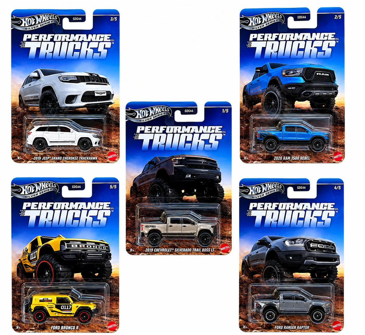 Hot Wheels Silver Series Performance Trucks Set of 5 – 2026 New Release | 1:64 Scale Die-Cast Models