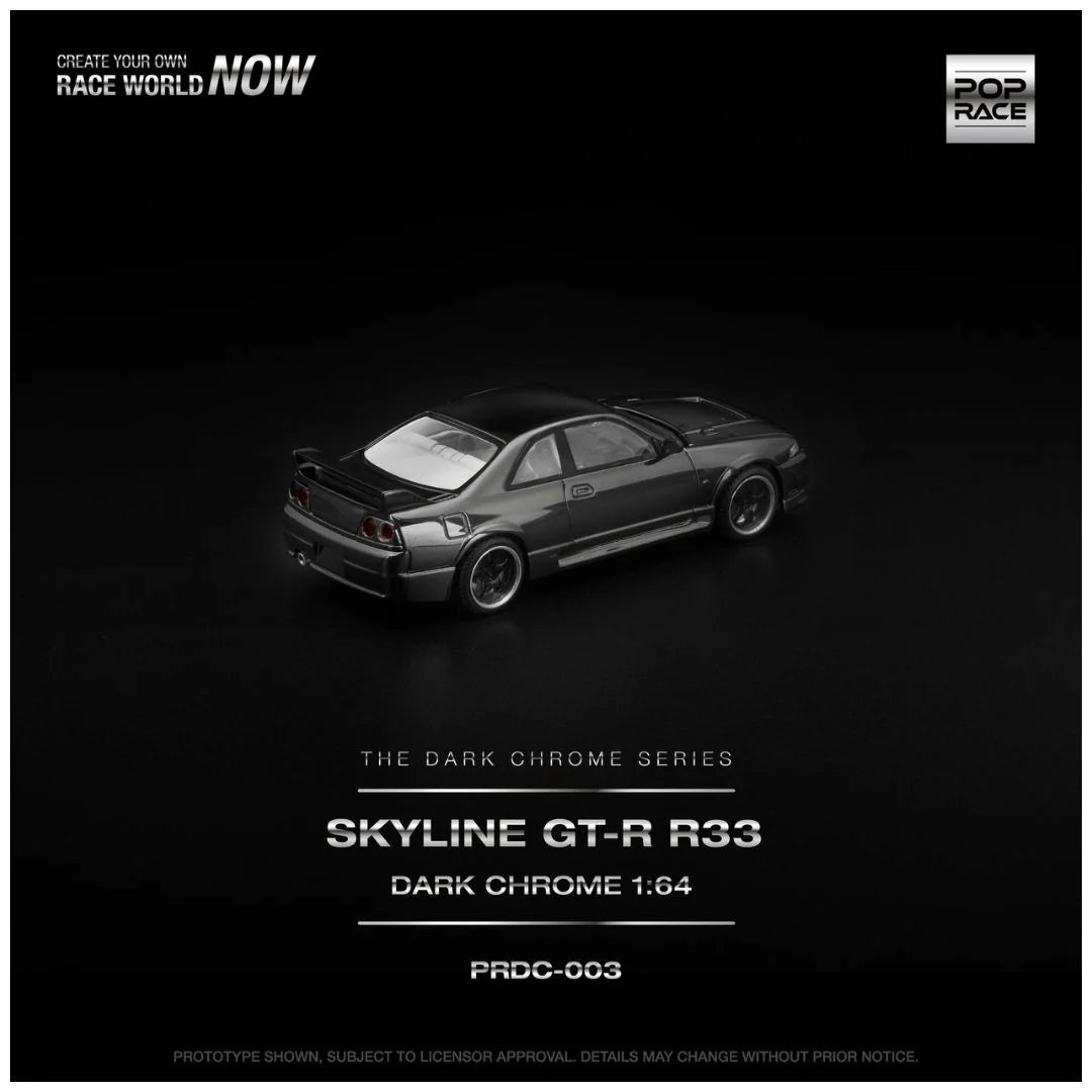 Pop Race #003 Skyline GT-R R33 Dark Chrome – Pre-Order | 1:64 Scale Premium Die-Cast Model
