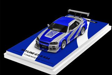 Tarmac Works TM800501 Nissan Skyline GT-R R34 Blue Silver – 1:64 Scale Die-Cast Model