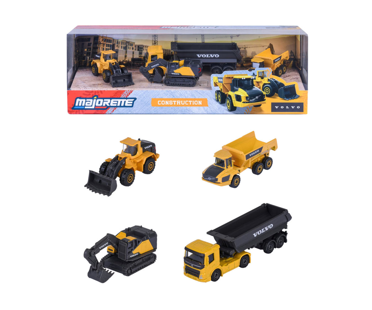 Majorette Volvo Construction 4-Piece Giftpack | Die-Cast Vehicle Set