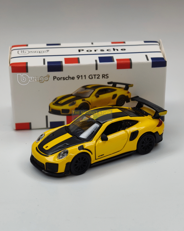 Official Bburago Porsche 911 GT2 RS Yellow – 1:64 Diecast Scale Model