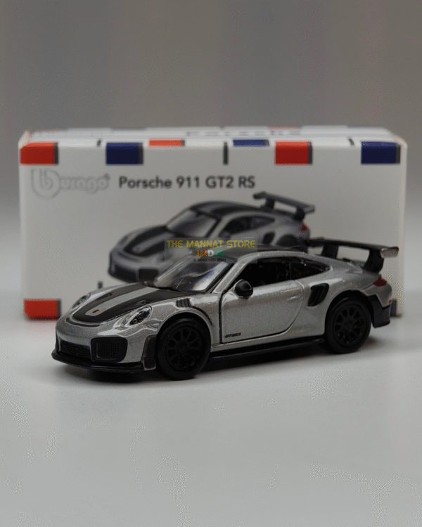 Official Bburago Porsche 911 GT2 RS Grey – 1:64 Diecast Scale Model
