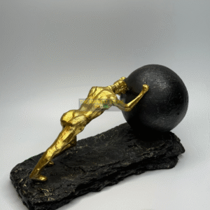 Decorative Resin Artifact – Man Pushing a Ball
