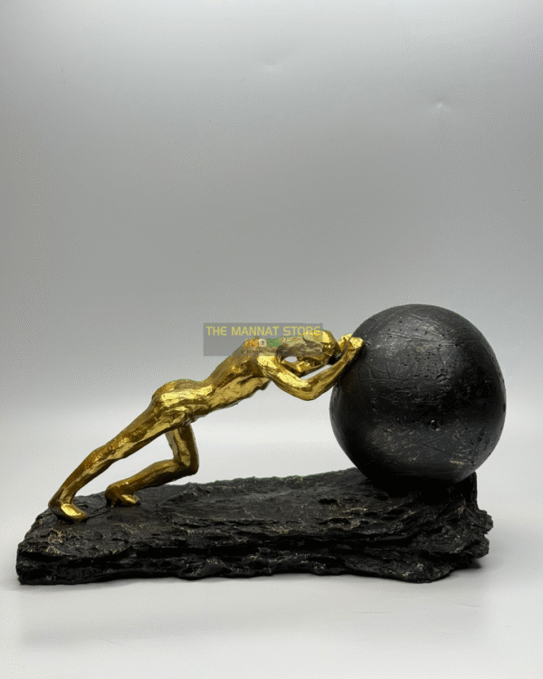 Decorative Resin Artifact – Man Pushing a Ball - Image 2