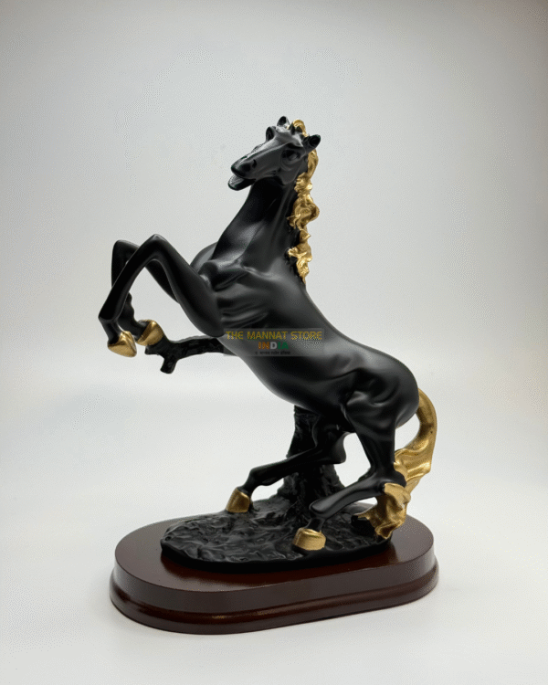 Victory Horse – Black Rearing Decorative Statue - Image 2