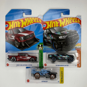 Hot Wheels 2024 C Case – Set of 3 (Ford F-150 Lightning Custom, ’19 Ford Ranger Raptor, Hotwheeler)