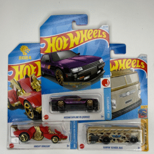 Hot Wheels 2024 C Case – Set of 3 (Nissan Skyline RS [KDR30], Knight Draggin, Surfin’ School Bus)