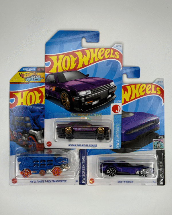 Hot Wheels 2024 C Case – Set of 3 (Nissan Skyline RS [KDR30], HW Ultimate T-Rex Transporter, Drift N’ Break)