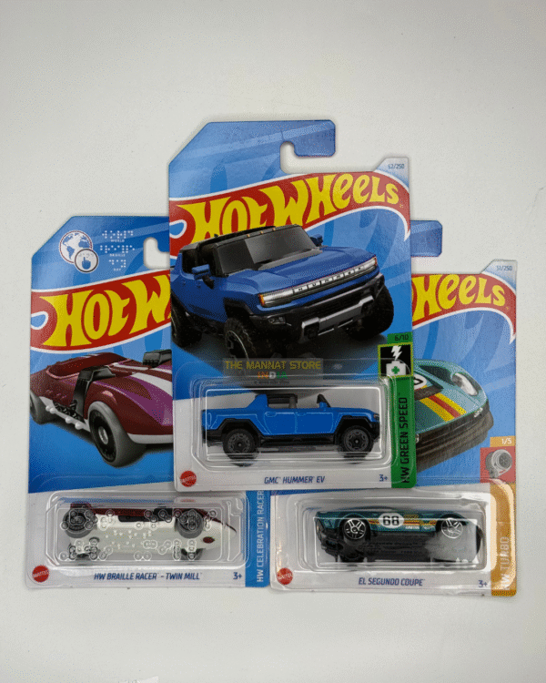 Hot Wheels 2024 C Case – Set of 3 (GMC Hummer EC, HW Braille Racer – Twin Mill, El Segundo Coupe)